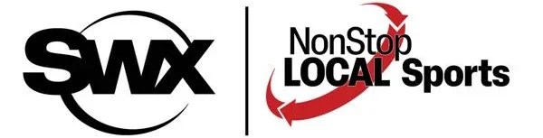 Logo of SWX featuring bold lettering and the tagline 'NonStop LOCAL Sports' with a curved arrow.